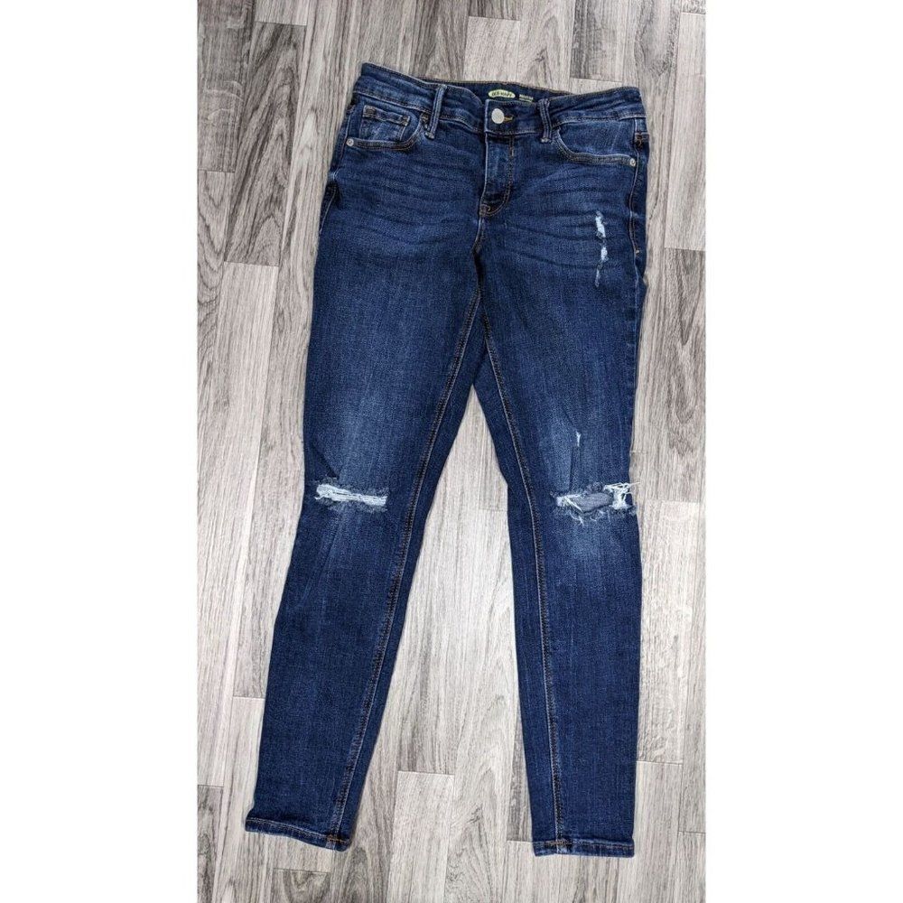 (3/$35) Old Navy Womens Sizeโ4 Rockstar Super Skinny Distressed Denim Blue Jeans